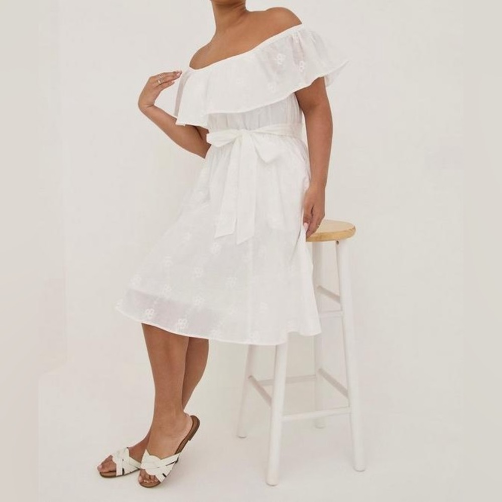Torrid Embroidered Off-The-Shoulder Skater Dress